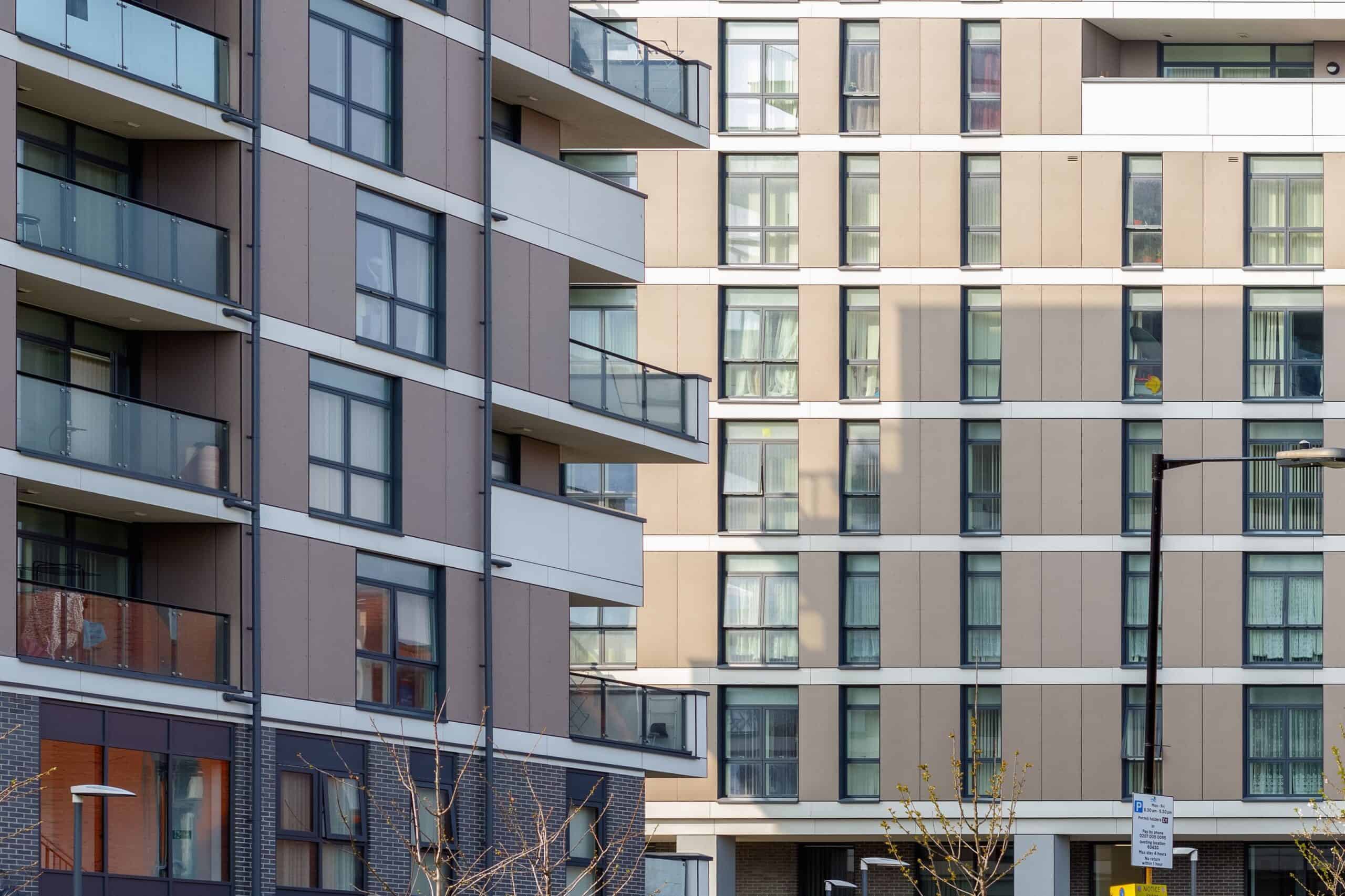 New flats in Poplar, East London External Wall